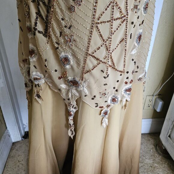 Miss New York Dress Collections Beige Sequence Gown size 18 - Picture 4 of 8